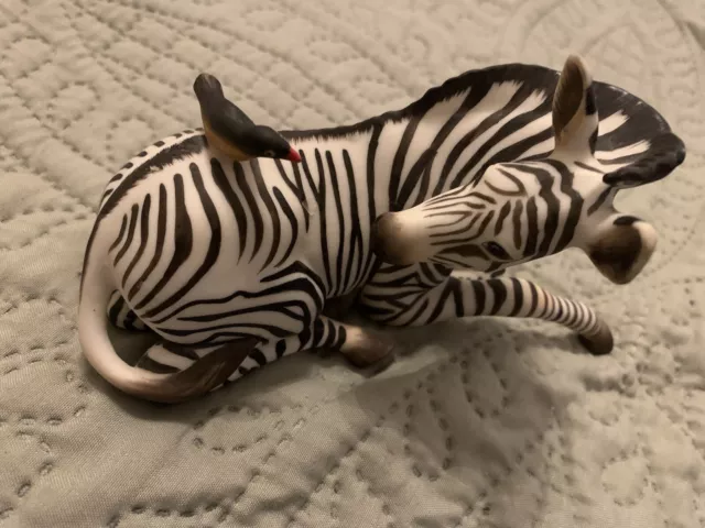 Vintage Franklin Mint Hand Painted Zebra “Happy Landing” Porcelain Figurine