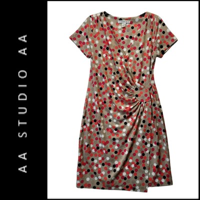 AA Studio Women's Casual Formal Polka Dot Faux Wrap Dress Size 8P