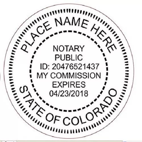 State of COLORADO  | Custom Round Self-Inking Notary Public Stamp Ideal 400R