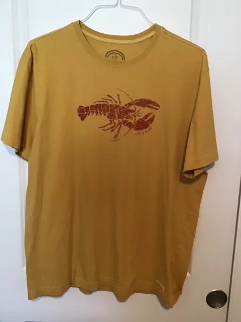 LIFE IS GOOD MEN S/S TEE  " STAMPED LOBSTER " Size Large