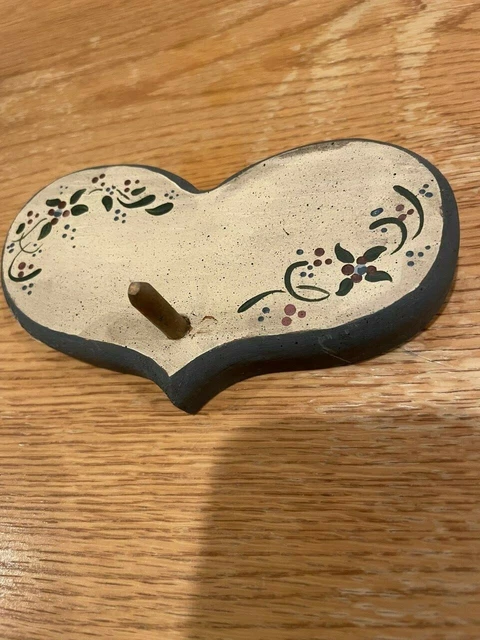 Handcrafted Wooden Holder FolkArt hand painted blue white Heart County Blue
