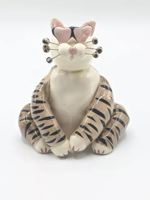 2001 Annaco Creations Cat Amy Lacombe Sitting Heart Glasses Cat Figurine