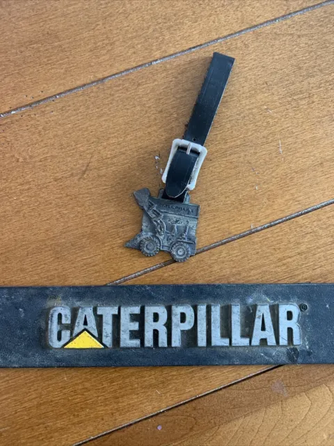 Caterpillar Watch Fob and Emblem Decal Construction Equipment Vintage