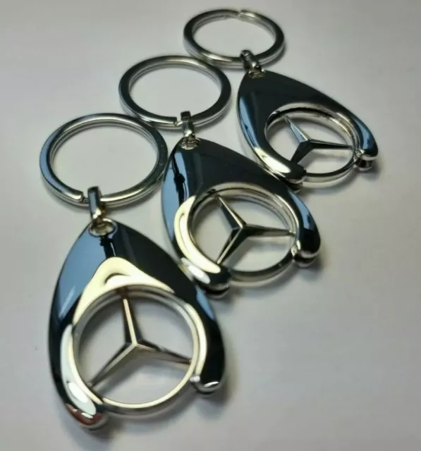 3x Mercedes-Benz ORIGINAL Schlüsselanhänger Einkaufs Chip Einkaufswagen glänzend