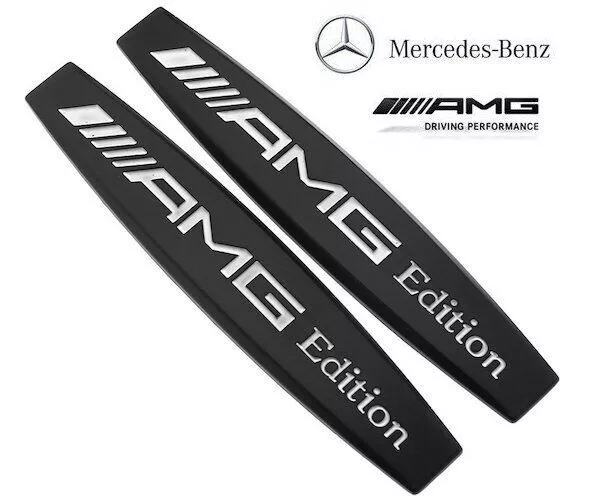 2 Logo Mercedes AMG Edition 3D en Métal Noir 10cm X 1,7cm ( VENDU PAR 2 )