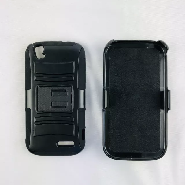 ZTE GRAND X Z777 Hybrid Phone Case Hard & Soft Rubber Cover W HOLSTER CLIP