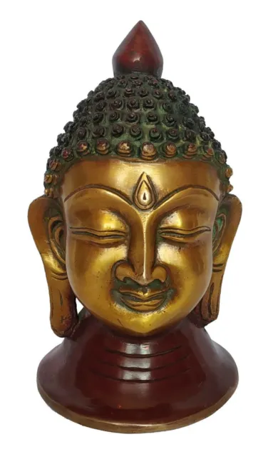 Brass Buddha Bust 7' handmade Statue Antique finish Feng Shui Tibetan Buddha gif