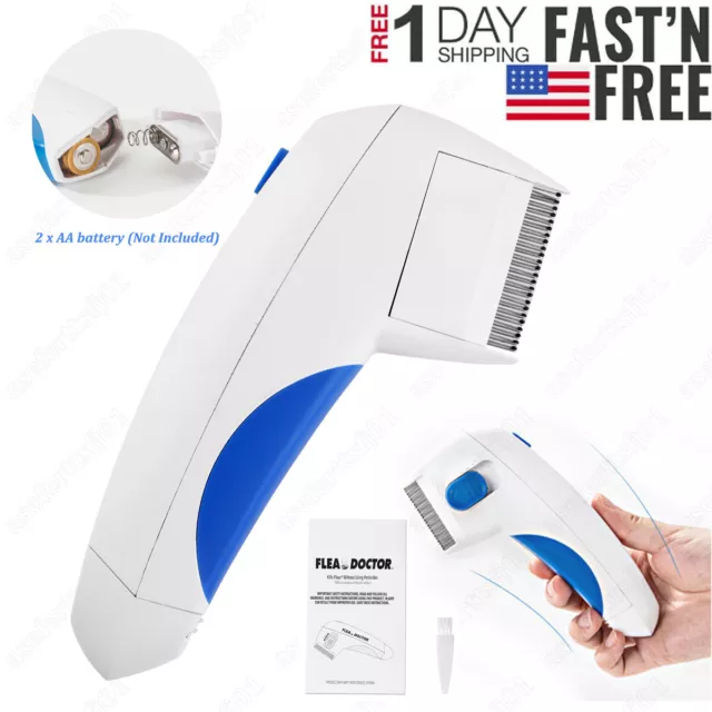 Professional Comb Electric Dog Cat Pets Anti Flea Head Lice Removal Pet Brush US