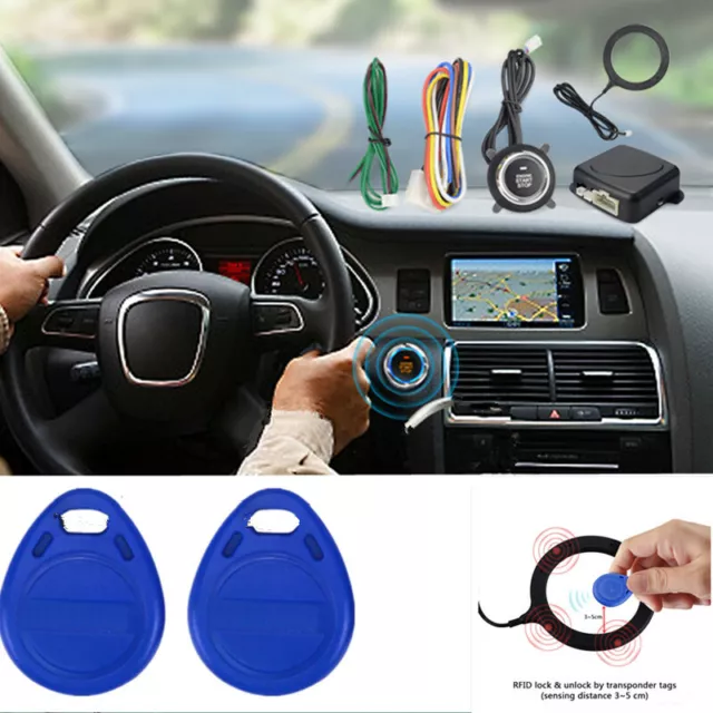 Car Alarm Start Stop Engine Push Button RFID Lock Ignition Keyless Entry System