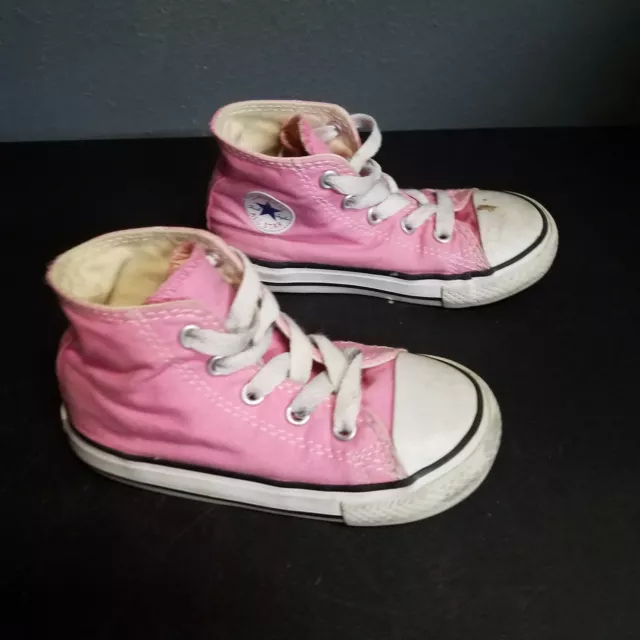 Converse All Star Chuck Taylor High Top Infant Size 7 Pink Canvas Sneakers Shoes