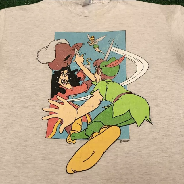 VINTAGE 1991 HOOK Peter Pan Movie Promo T-Shirt Sz: Large Disney