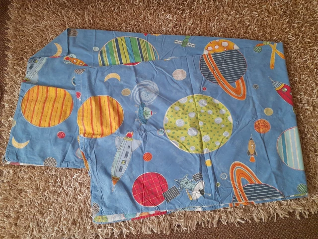 Copripiumone singolo HICCUPS casa di lino per bambini modello astronave multicolore