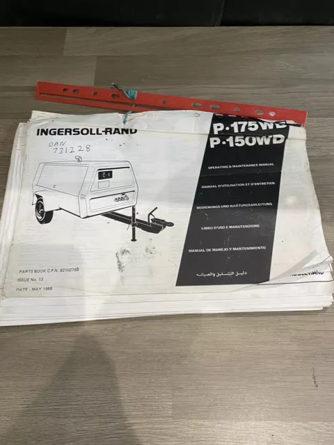 Ingersoll Rand P175Wd P150Wd Air Compressor Operation  Maintenance Parts Manual