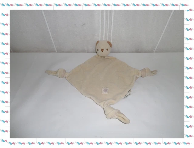 ♫ - Doudou Plat Losange Ours Beige Fleur Bio  Simba Dickie Nicotoy