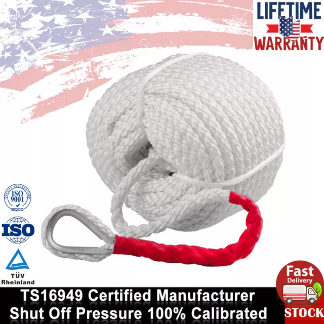 3/4"x150' Twisted Three Strand Nylon Anchor Rope Boat W/Thimble Braided Dockline