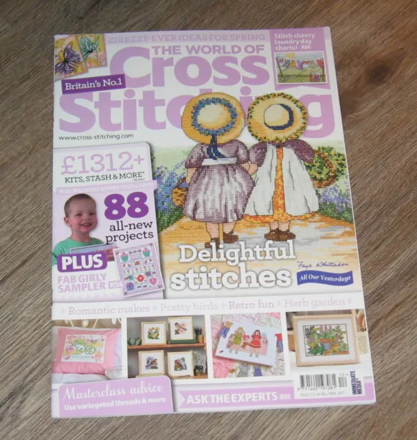 The World Of Cross Stitching #212 magazine Stitch patterns SPRING Laundry Day