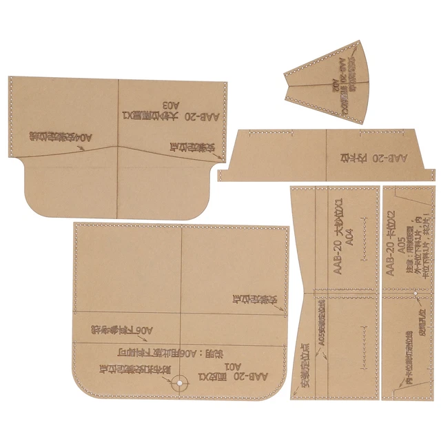 6Pcs Acrylic Template Long Wallet DIY Hand‑Made Leather Pattern Mold Craft