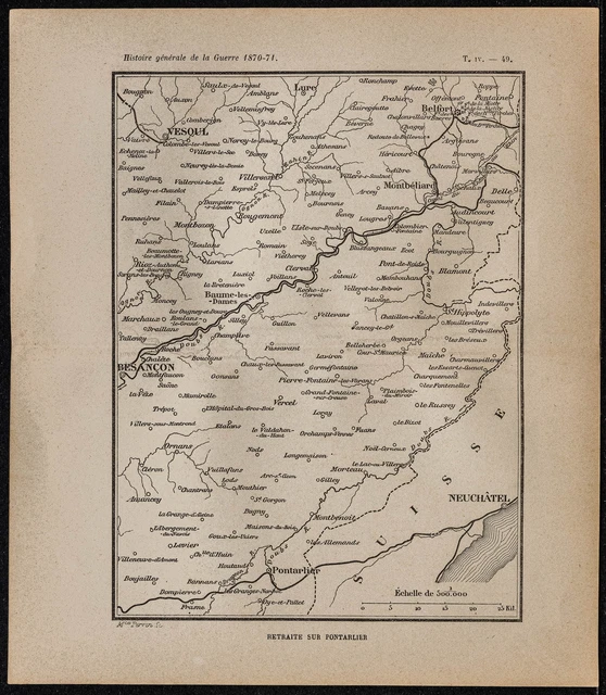 1898ca - Retraite sur Pontarlier - Carte guerre 1870 - Armée de l'est