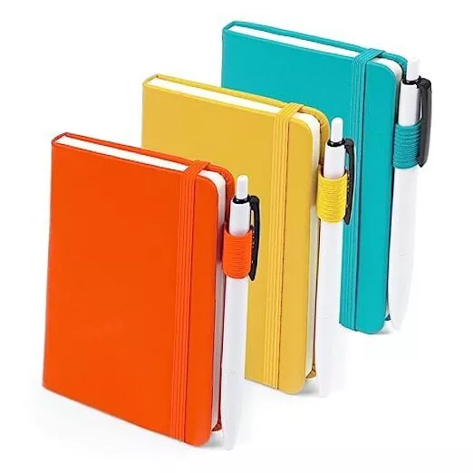 Pocket Notebook Journals, Mini Cute Small Hardcover Yellow, Orange, Emerald