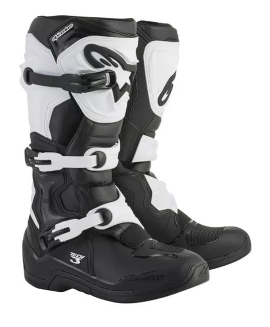 Alpinestars Tech-3 MX Boots Adult Black/White Motocross Off-Road Racing Quad ATV