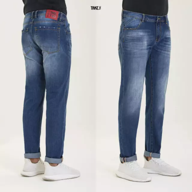 jeans uomo elasticizzato TAKE TWO Strappati  5 tasche Skinny Mirko Denim 34634