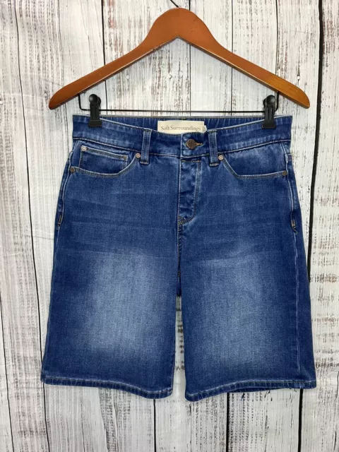 Soft Surroundings Bermuda Denim Jean Shorts Womens Size Small Pull On Stretch