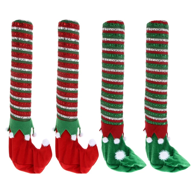 Tappetini natalizi sedia tavolo gambe sedia flanella tappi gamba decorazione rosso