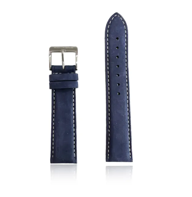 Cinturino di ricambio PIQUADRO Vera Pelle Blu Nabuck Made in Italy 20mm PONABLU