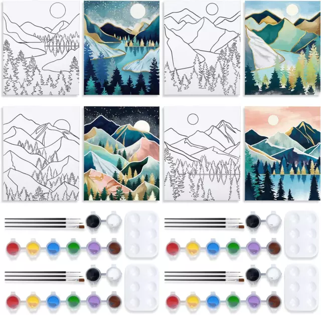 12 Pcs Pre Drawn Canvas for Painting, 8 x 10 Inch Pre Printed Canvas to  Paint