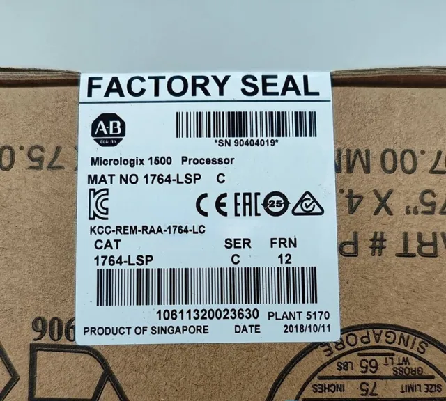 New Factory Sealed AB 1764-LSP SER C MicroLogix 1500 Processor Module