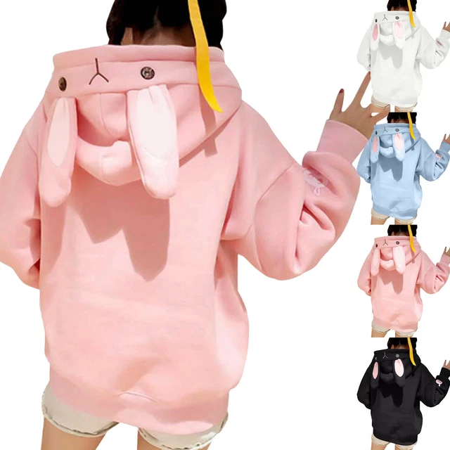 Womens Cute Rabbit Ears Hoodie Tops Ladies Long Sleeve Blouse Loose Sweatshirts