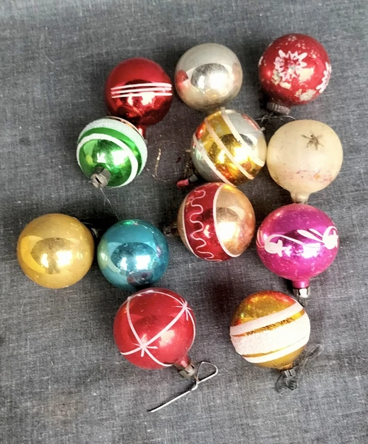 ANCIENNE BOULE DE NOEL EN VERRE EGLOMISE MERCURISE