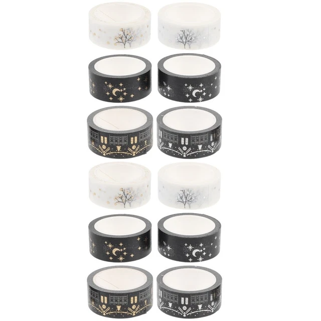 12 rollos Washi Tapes cinta de álbum de recortes material luna Washi cinta adhesiva rollo