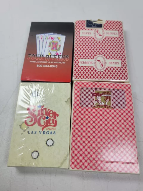 Casino Playing Cards Four Queen Pioneer Club Silver Slipper Silver City Lot of 4