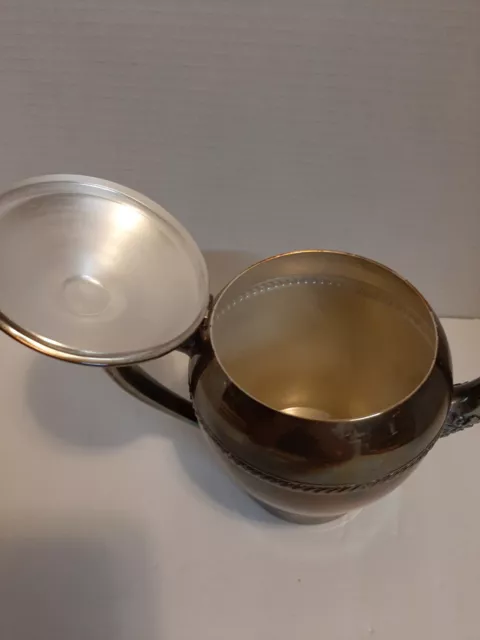 Tea Pot Silver Plate Over Copper hinged lid  C8 2