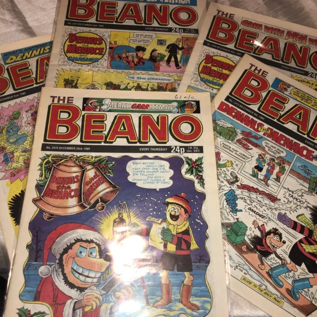 The Beano Comics 1989 December 5 X Comics No. 2472 - 2476 Great Condition Sleeve