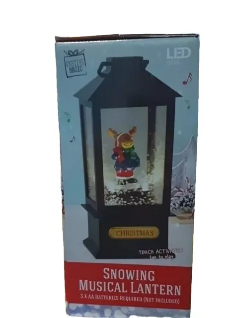 Musical Snow Storm Santa Snowman Reindeer Light Up Battery Christmas Lantern