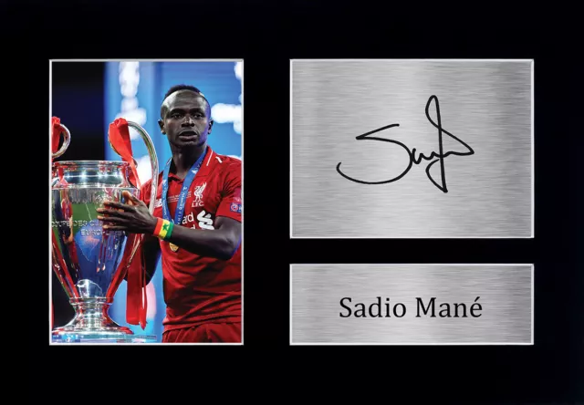 Sadio Mane Signed A4 Framed Printed Autograph Liverpool LFC Print Gift