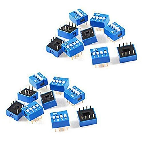 Dip Switch Assorted Double Row 8 Pin 4 Positions 2.54mm Pitch 20pcs