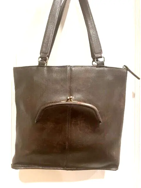 Vintage 1960's 70's COACH NYC Cashin Brown Leather Bag Purse Tote Zip Kisslock