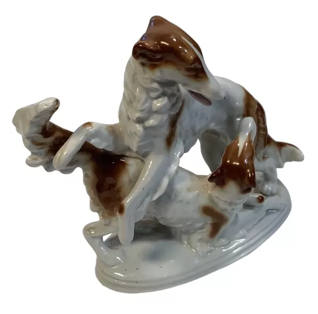 Antique German Thuringen Porcelain  Wolfhounds Borzoi Dogs Figurine