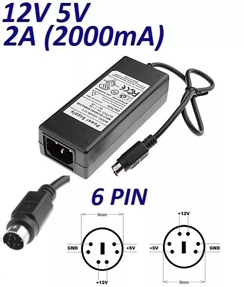 Chargeur Courant 12V 5V 2A 6 Broche din Zaapa JHS-Q05/12-S335 Disque Dur PSU