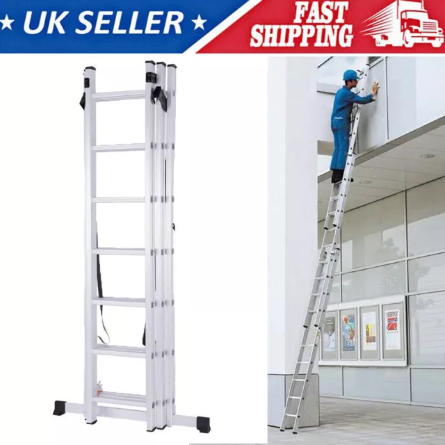 Aluminium Triple Extension Ladders Inc Stabiliser Bars Professional & Trade