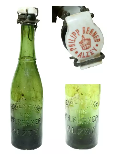 Alte Bierflasche Philip Regner Alzey Bierkrug Krug Flasche Brauerei Bügelflasche