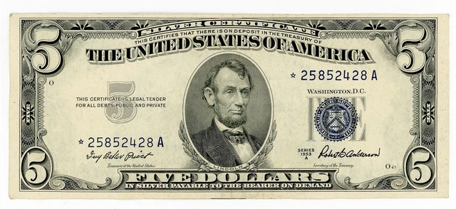 1953 A Series Five Dollar Silver Certificate AU *Star Note* Fr. 1656 $5 -2