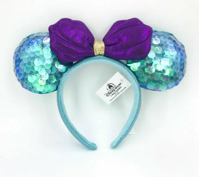 Diadema púrpura Ariel Sirenita Orejas de Mickey Mouse de los parques Disney 2022