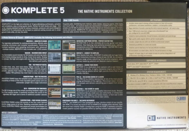 Native Instruments KOMPLETE 5 (UPGRADE) (caja+DVDs+manuales) (no license) BOXED 2