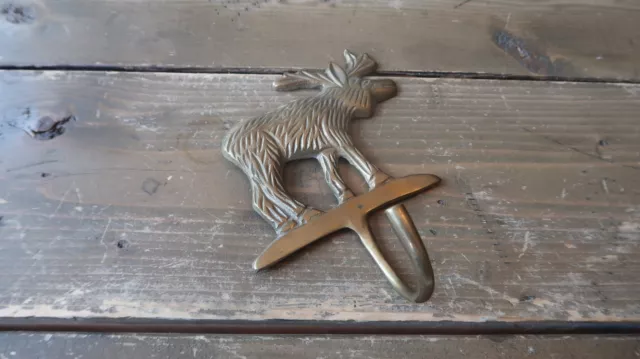 Vintage Brass MOOSE Coat Hook 4"