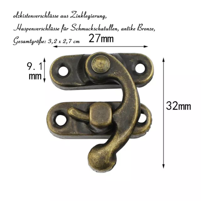 Holzkastenverschlüsse Zinklegierung, Haspen verschluss 27*3 mm Schatullenverschl