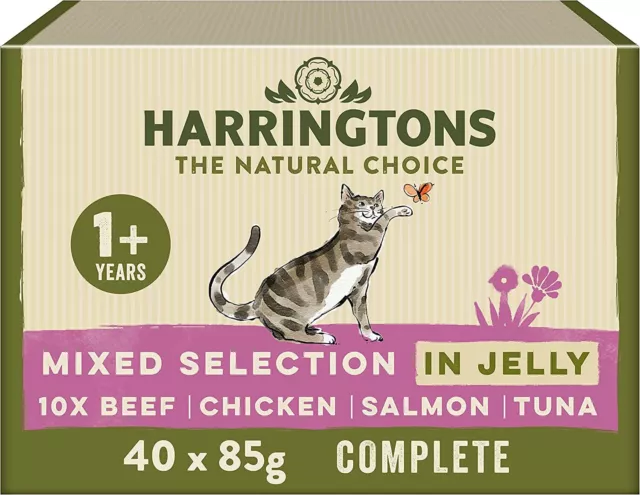 Harringtons Grain Free Mixed Selection in Jelly Wet Cat food 40x85g - Beef, Chi